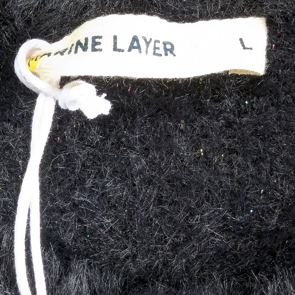 MARINE LAYER Arielle Black Metallic Funfetti Crew Neck Sweater Sz L NWT - Picture 10 of 11